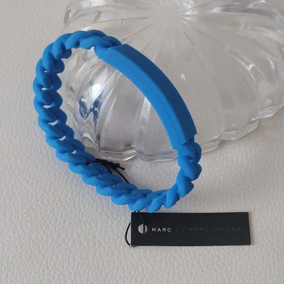 Marc By Marc Jacobs Vibrant Blue Coiled Silicone Jewelry Bracelet - Picture 8 of 9